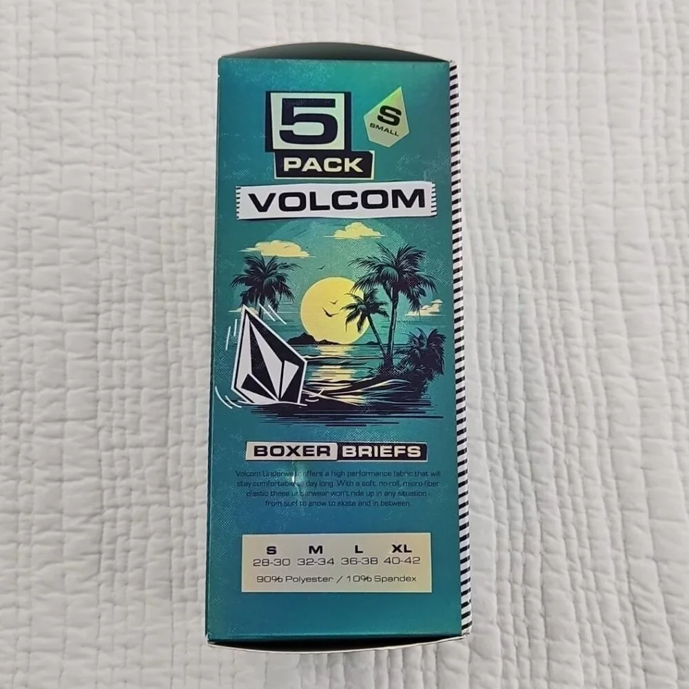 Volcom 5 Pack Boxer Briefs Size Small (28-30) 5.5 inch Inseam‎ NEW Stretch NWT
